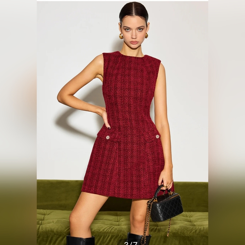 Beautiful Tweed Sleeveless Mini Dress